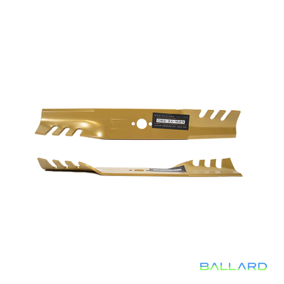 GOLD Hybrid Mower Blades:  16 1/4" Long,  2.5" Wide,  13/16" Center Hole and 1/4" Side Holes,Thickness- .203"(Two Spindles)